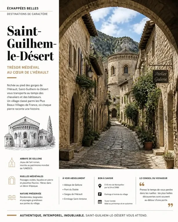 Le village médiéval de Saint-Guilhem-le-Désert, joyau historique aux alentour de Montpellier