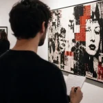 Galerie d art montpellier : visiteur devant street art en galerie