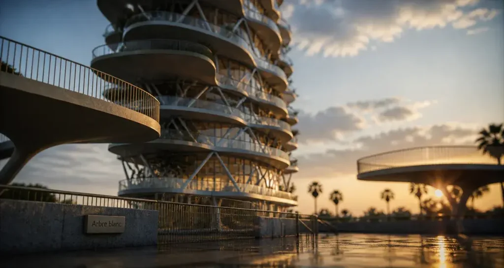 Immeuble arbre Montpellier : L’Arbre blanc au lever du soleil