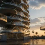 Immeuble arbre Montpellier : L’Arbre blanc au lever du soleil