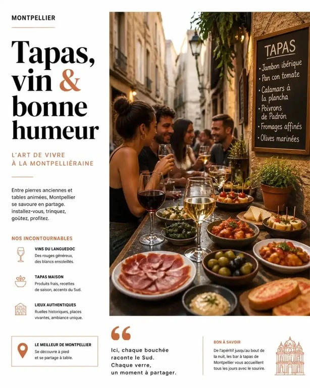 Ambiance de bar à tapas dans le centre historique de Montpellier