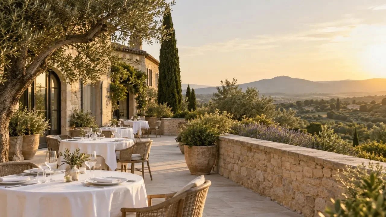 Terrasse de restaurants autour de Montpellier dans un cadre méditerranéen