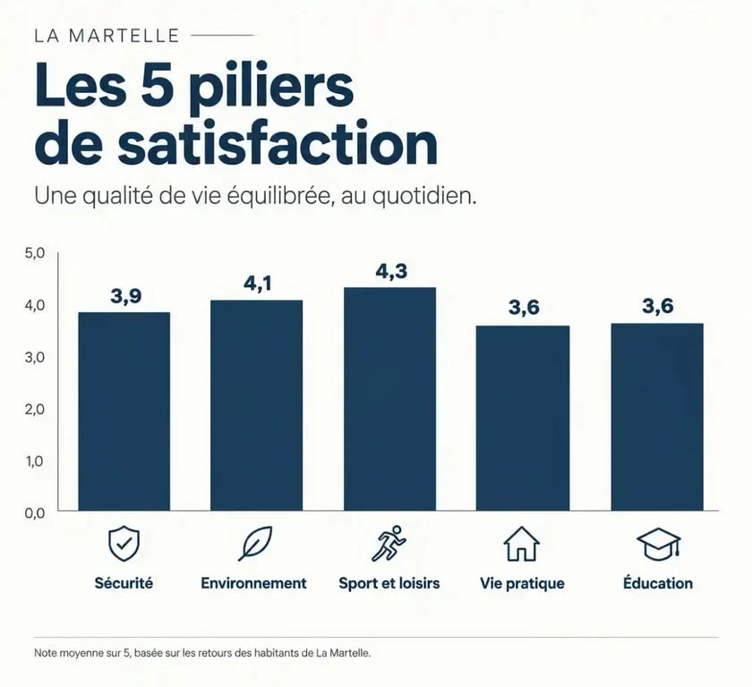 Graphique des notes de satisfaction du quartier La Martelle Montpellier