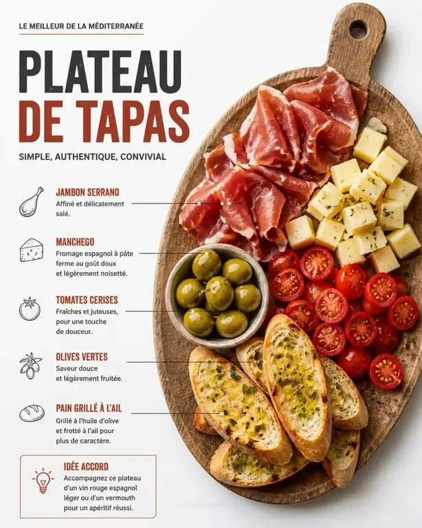 Assiette de tapas méditerranéens pour une terrasse à Montpellier