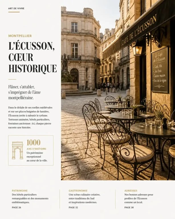 Terrasse de restaurant historique dans le quartier de l'Écusson à Montpellier