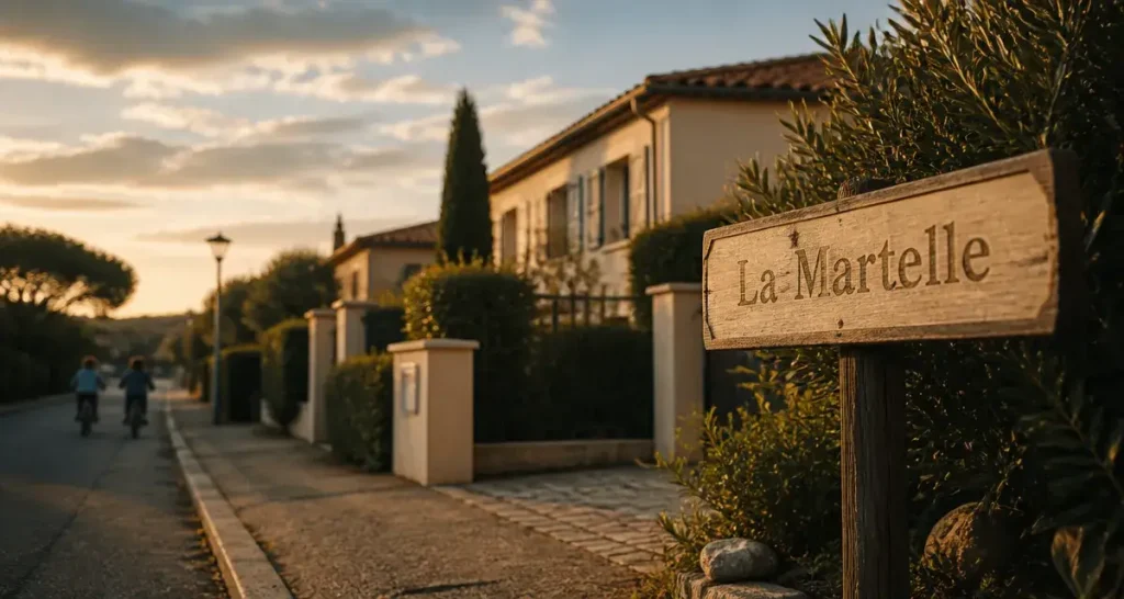 La martelle montpellier, maisons et jardins au lever du soleil