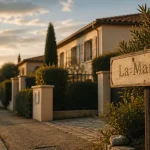 La martelle montpellier, maisons et jardins au lever du soleil