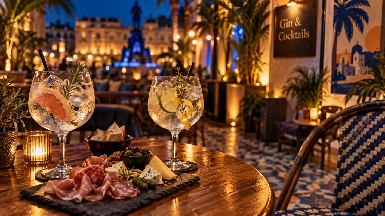 Miō Bar - gin & cocktails à Montpellier, terrasse et verres à gin