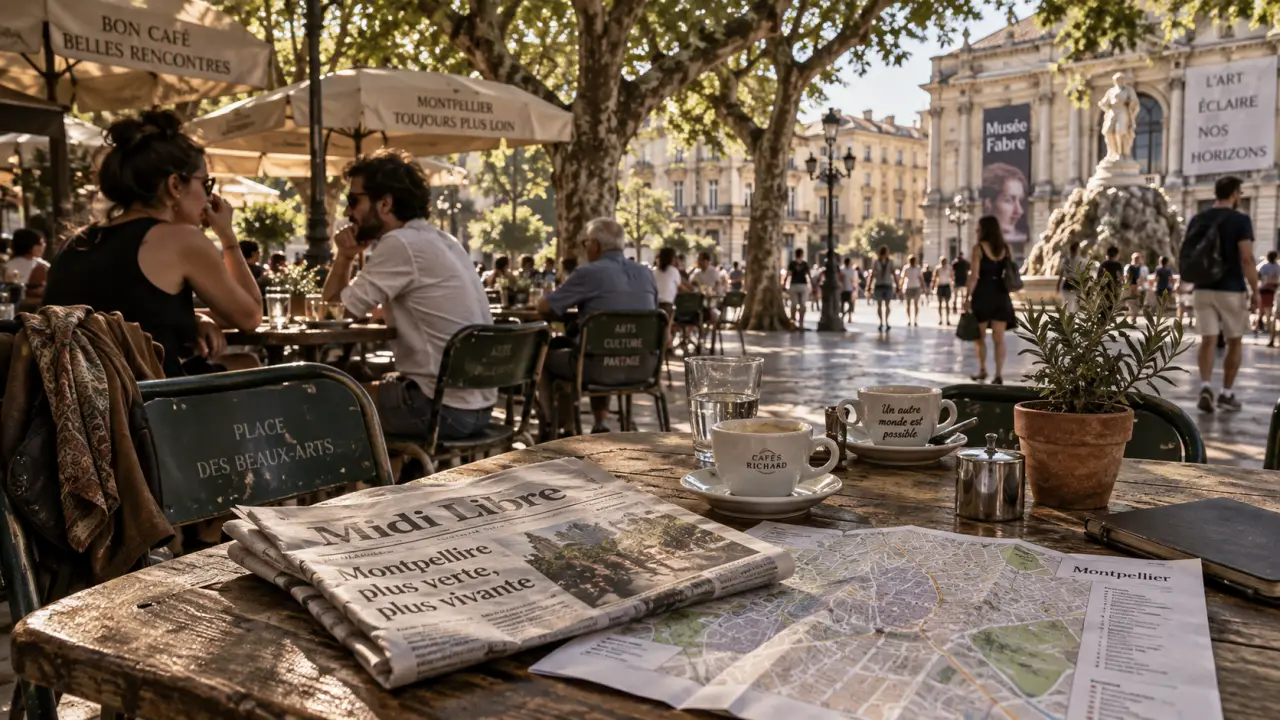 Place des beaux arts à Montpellier : terrasses et ambiance