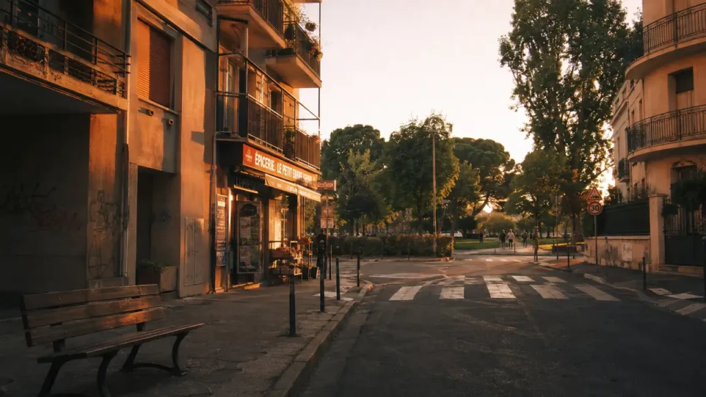 Quartier estanove montpellier : verdure, tram et vie de rue