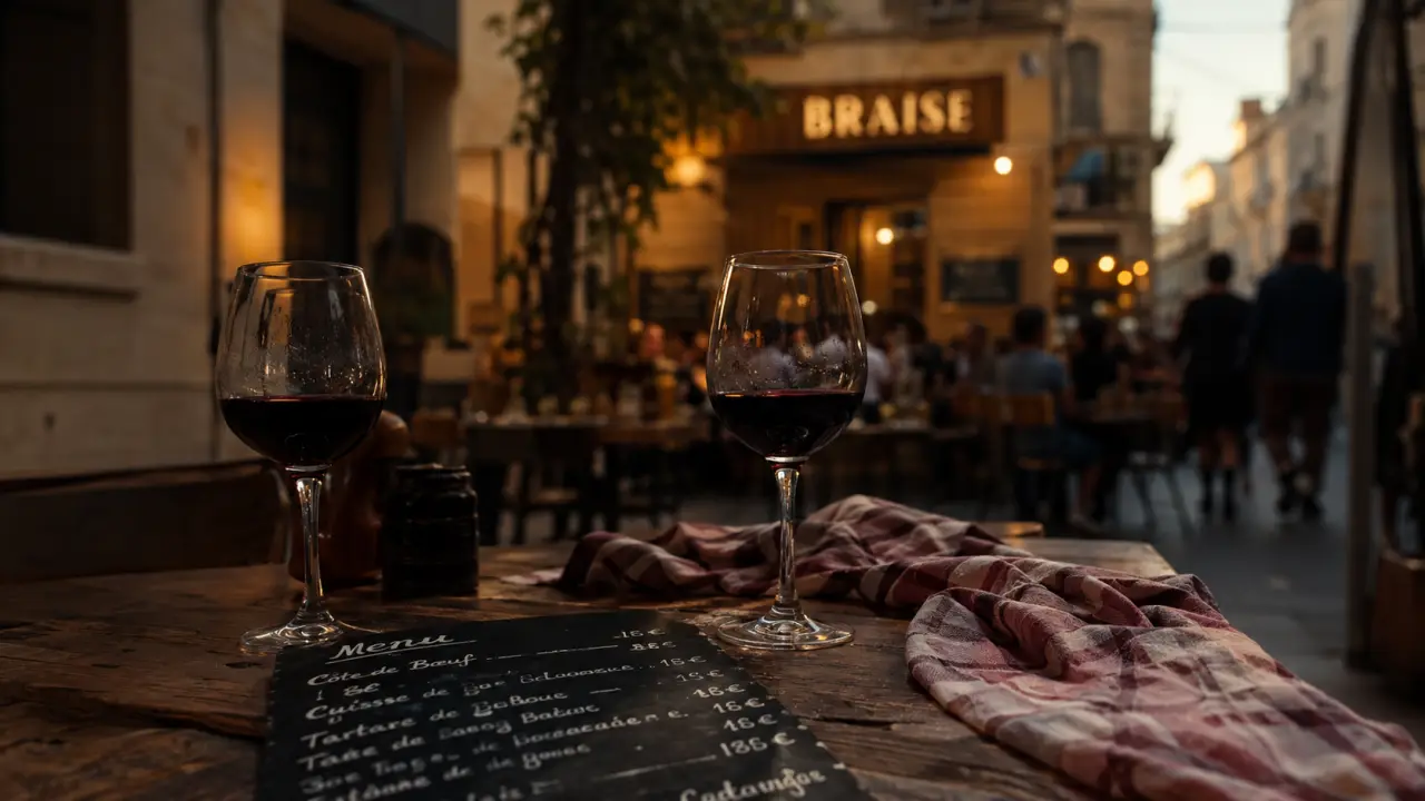 Restaurants beaux arts montpellier : table terrasse feu de bois Braise