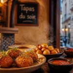 Restaurants tapas Montpellier : assiette de tapas et rosé sur table
