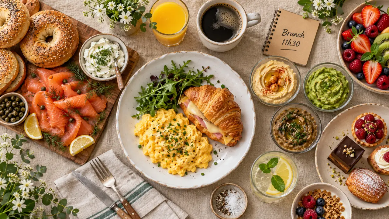 Gabie restaurant & brunch montpellier, brunch à 30€ : table et assiettes