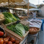 Marché de la Mosson à Montpellier : étals de produits frais